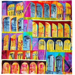 Roman Aqueducts- Art Quilt, Textile Art, Wall Hanging, Abstarct Quilt