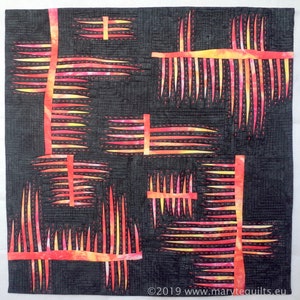 Colcha de arte, colcha abstracta, colgante de pared, decoración de pared- Fisuras del volcán #2