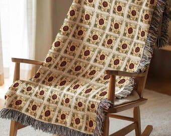 Sunflower Crochet Granny Square Blanket Cozy Floral Throw Vintage Inspired Chrochet Baby Blanket Cottagecore Decor Floral Mothers Day Gift