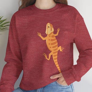 Bearded Dragon Climbing on Chest Crewneck Sweatshirt
