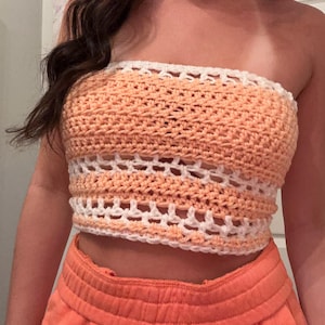 crochet peach adjustable tube top | crochet tube top