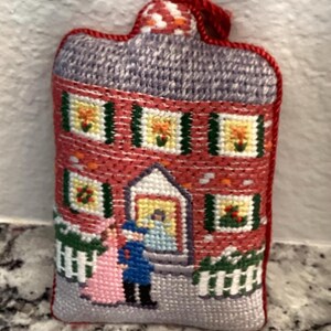 Vintage 1985 Hallmark Needlepoint Keepsake Ornament "From Our Home to Yours"
