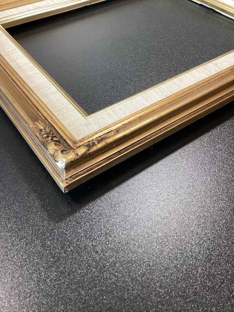 Midcentury Picture or Art frame, Wooden ornate frame with canvas mat board. 2 sizes available. image 10
