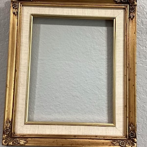 Midcentury Picture or Art frame, Wooden ornate frame with canvas mat board. 2 sizes available. image 1