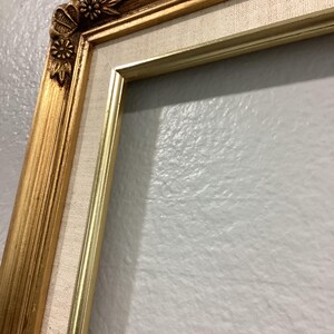 Midcentury Picture or Art frame, Wooden ornate frame with canvas mat board. 2 sizes available. image 7