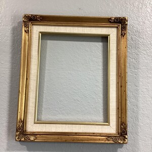 Midcentury Picture or Art frame, Wooden ornate frame with canvas mat board. 2 sizes available. image 2
