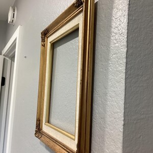 Midcentury Picture or Art frame, Wooden ornate frame with canvas mat board. 2 sizes available. image 9