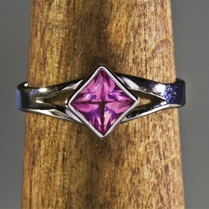 Pink Sapphire Ring, Princess Cut Ring, Custom Ring, Girlfriend Gift, Best Friend Gift, One-of-a-kind, Split Shank Ring image 4