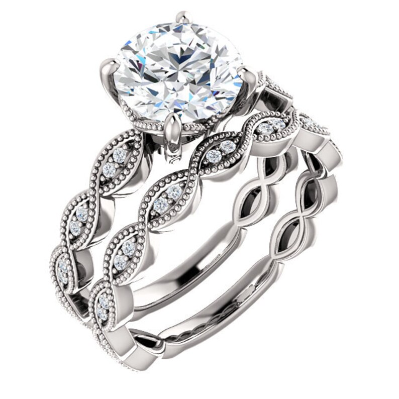 Diamond wedding ring Curved Wedding Band Scallop Ring Etsy