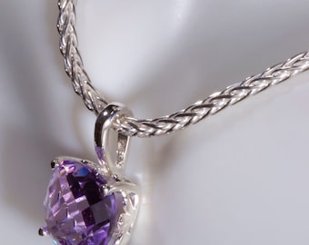 Amethyst Necklace, Amethyst Pendant, Large Amethyst, Birth Stone Necklace, Statement Necklace, Silver Birthstone Necklace