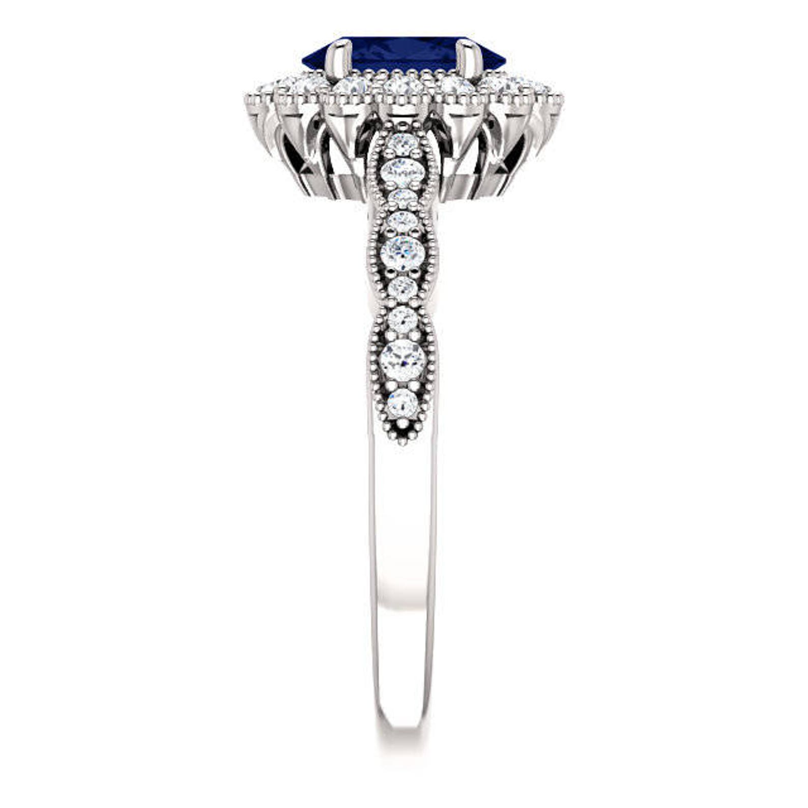 Blue Sapphire Engagement Ring Oval Engagement Ring Unique Etsy