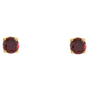Mozambique Garnet Earrings, 14k Gold Studs, Real Gold Earrings, Studs Earrings, Gemstone Earrings, Dainty Garnet Earrings
