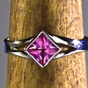 Pink Sapphire Ring, Princess Cut Ring, Custom Ring, Girlfriend Gift, Best Friend Gift, One-of-a-kind, Split Shank Ring image 5