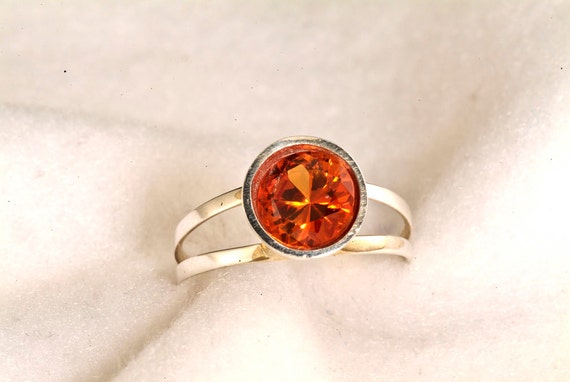 Padparadsha Orange Sapphire Engagement Ring Argentium Ring | Etsy