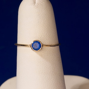 Blue Sapphire 14kt Gold Stacking Ring, Dainty & Minimalist Ring, September Birthstone Ring, Meaningful Jewelry Gift for her