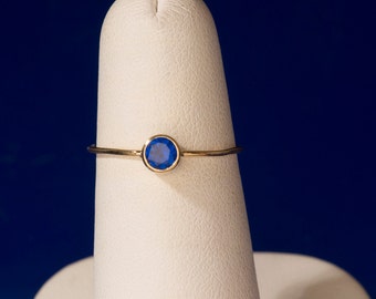 14kt Gold Blue Sapphire Stacking Ring, September Birthstone