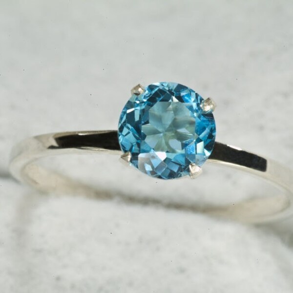 Swiss Blue Topaz Sterling Stacking Ring