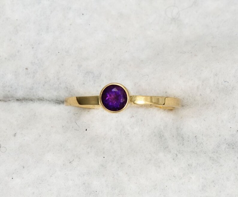 Amethyst 14kt Gold Birthstone Stacking Ring