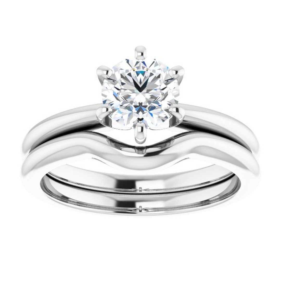 1 Carat White Sapphire Unique Engagement Ring Simple Etsy