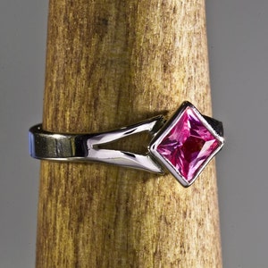 Pink Sapphire Ring, Princess Cut Ring, Custom Ring, Girlfriend Gift, Best Friend Gift, One-of-a-kind, Split Shank Ring image 3