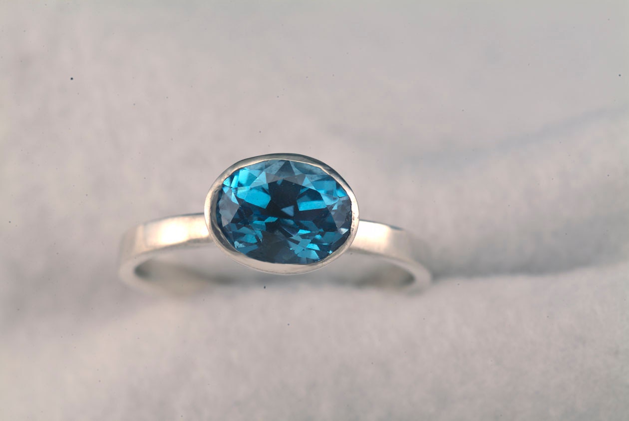 London Blue Topaz Stack Ring Birthstone Ring Unique | Etsy