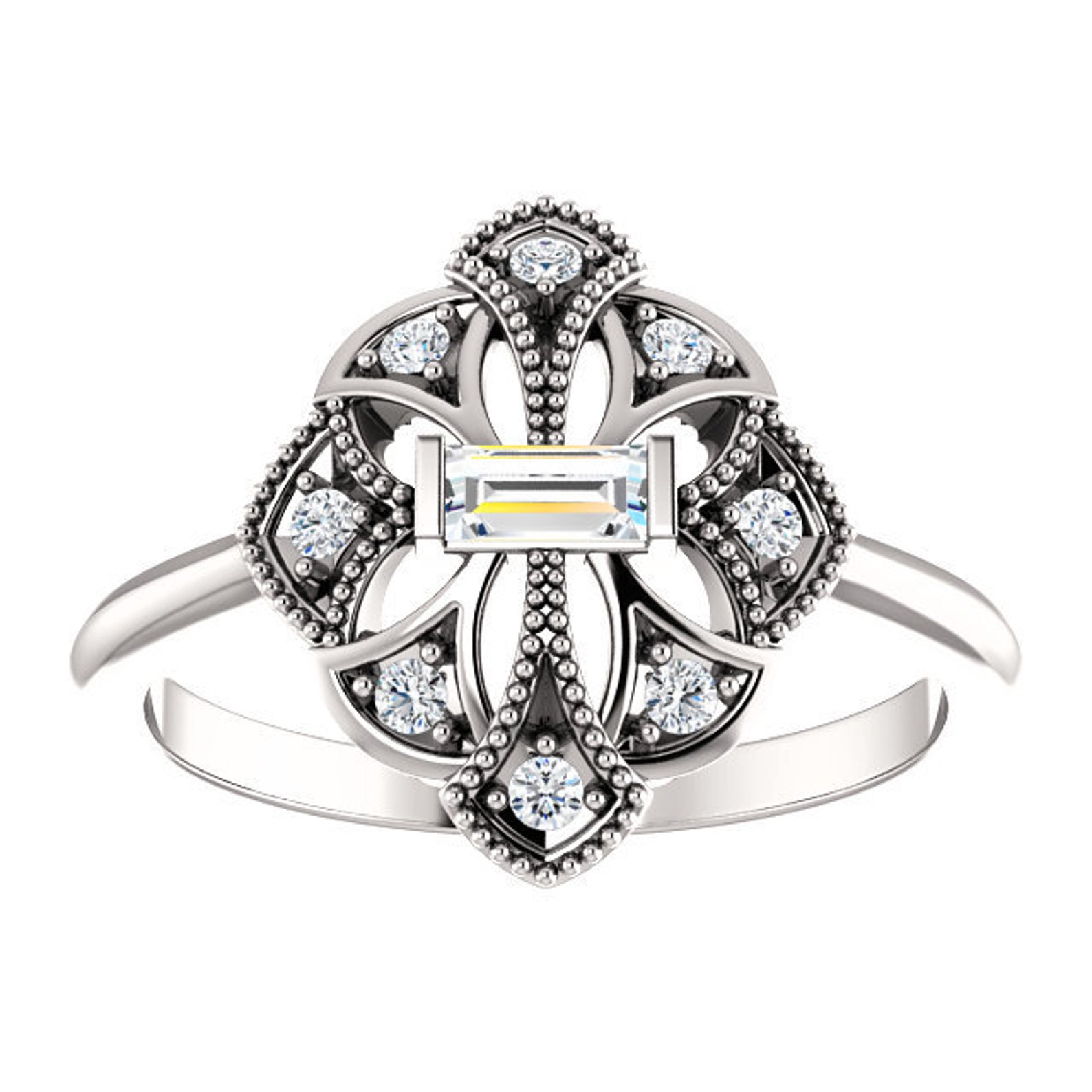 Vintage Engagement Ring Diamond Ring Unique Engagement Ring Etsy