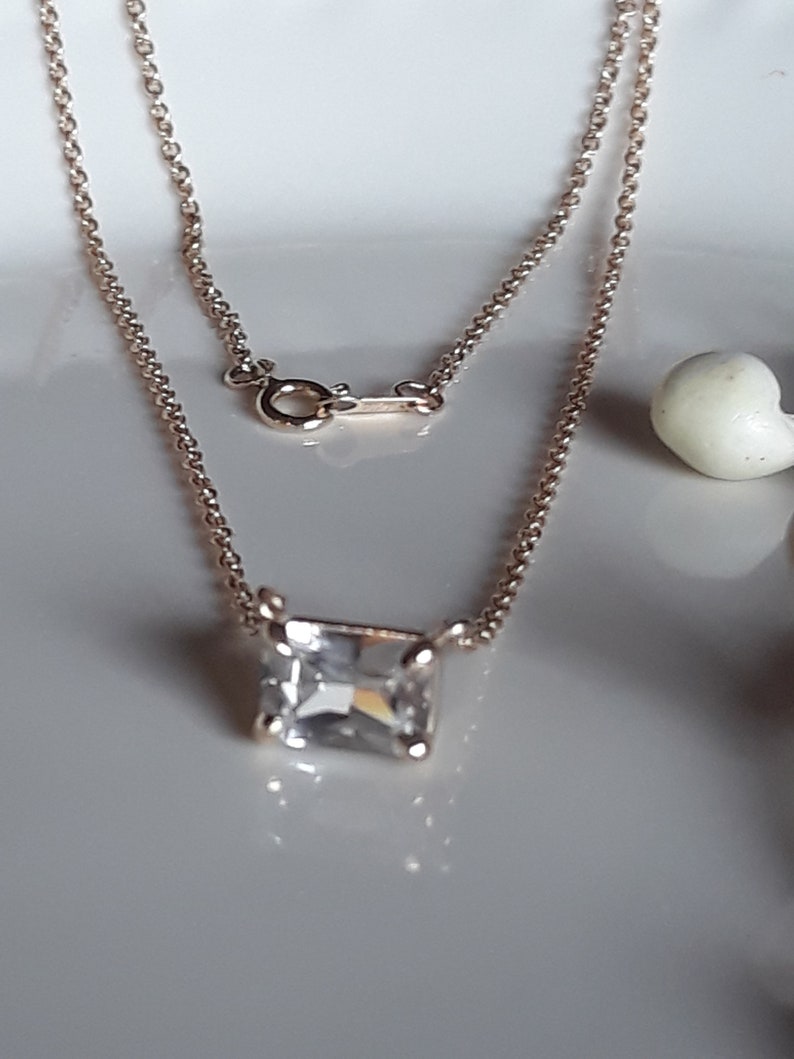 White sapphire solitaire necklace Clearance