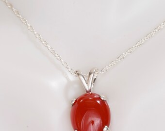 Carnelian Necklace, Carnelian Pendant, Carnelian Jewelry, Everyday Necklace, Gemstone Necklace, Girlfriend Gift, Silver gift for her