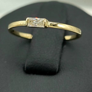 Moissanite Baguette Ring, Promise Ring, Moissanite Stacking Ring, Dainty Ring, 14k Gold Ring, Custom Ring, Simple Engagement Ring, Thin Ring