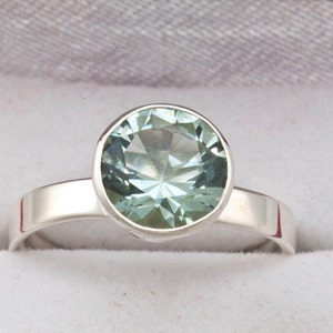 Green Amethyst Unique Engagement Ring, Promise Ring, Green Gemstone Ring, Birthstone Ring, Custom Ring, Silver Ring image 1