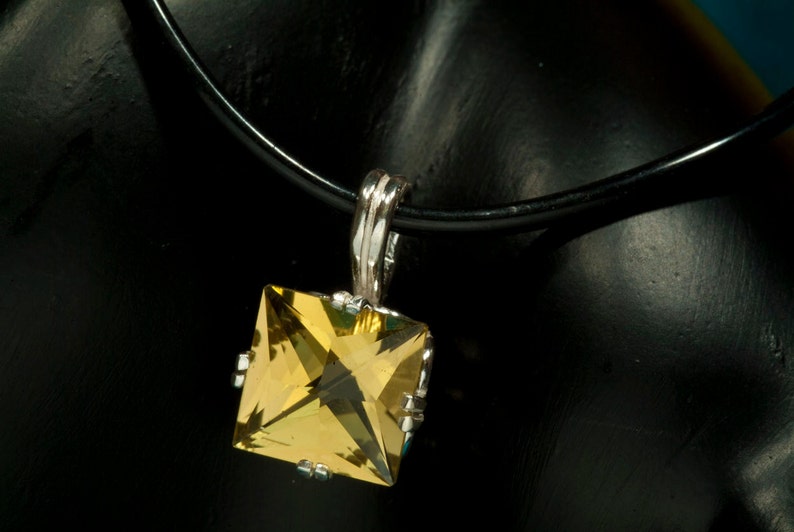 Golden Quartz Statement Necklace, Silver Gemstone Necklace, Quartz Pendant Necklace, Lighthouse Jewelry image 2