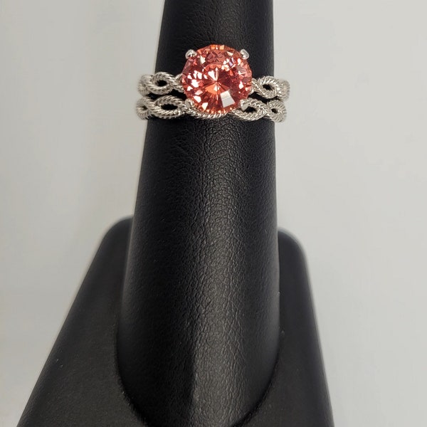 Bague de fiançailles en saphir Padparadscha 2+ carats, bague en saphir rose