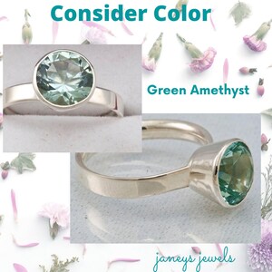 Green Amethyst Unique Engagement Ring, Promise Ring, Green Gemstone Ring, Birthstone Ring, Custom Ring, Silver Ring image 2