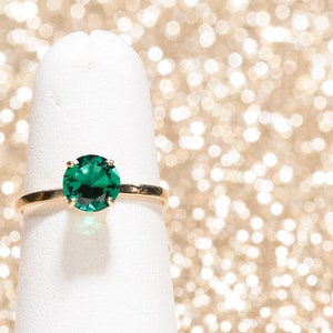 14k Gold Emerald Ring, Emerald Engagement Ring, Emerald Birthstone Ring, Promise Ring,  Dainty Ring, Minimalist Ring, Gift for her