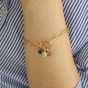 1-5 Gold Birthstone Bracelet, Family Birthstone Bracelet, Birthday Gift, Grandma Gift for Mom Bracelet, Mothers day gift for Her