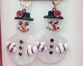 NIB Betsey Johnson Snowman Earrings