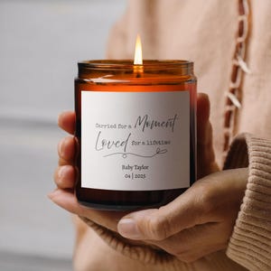 Miscarriage Memorial Candle | Stillborn Baby Remembrance Gift | Personalized &#39;Carried for a Moment&#39; Sympathy Candle (4oz & 9oz)Free Shipping