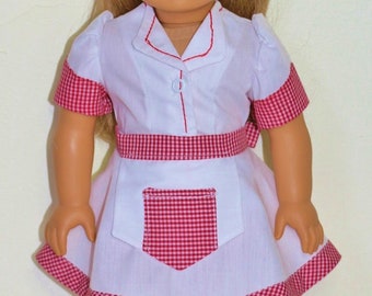 WAITRESS 7pc uniform including shoes and socks Fits 18inch dolls.Made in America