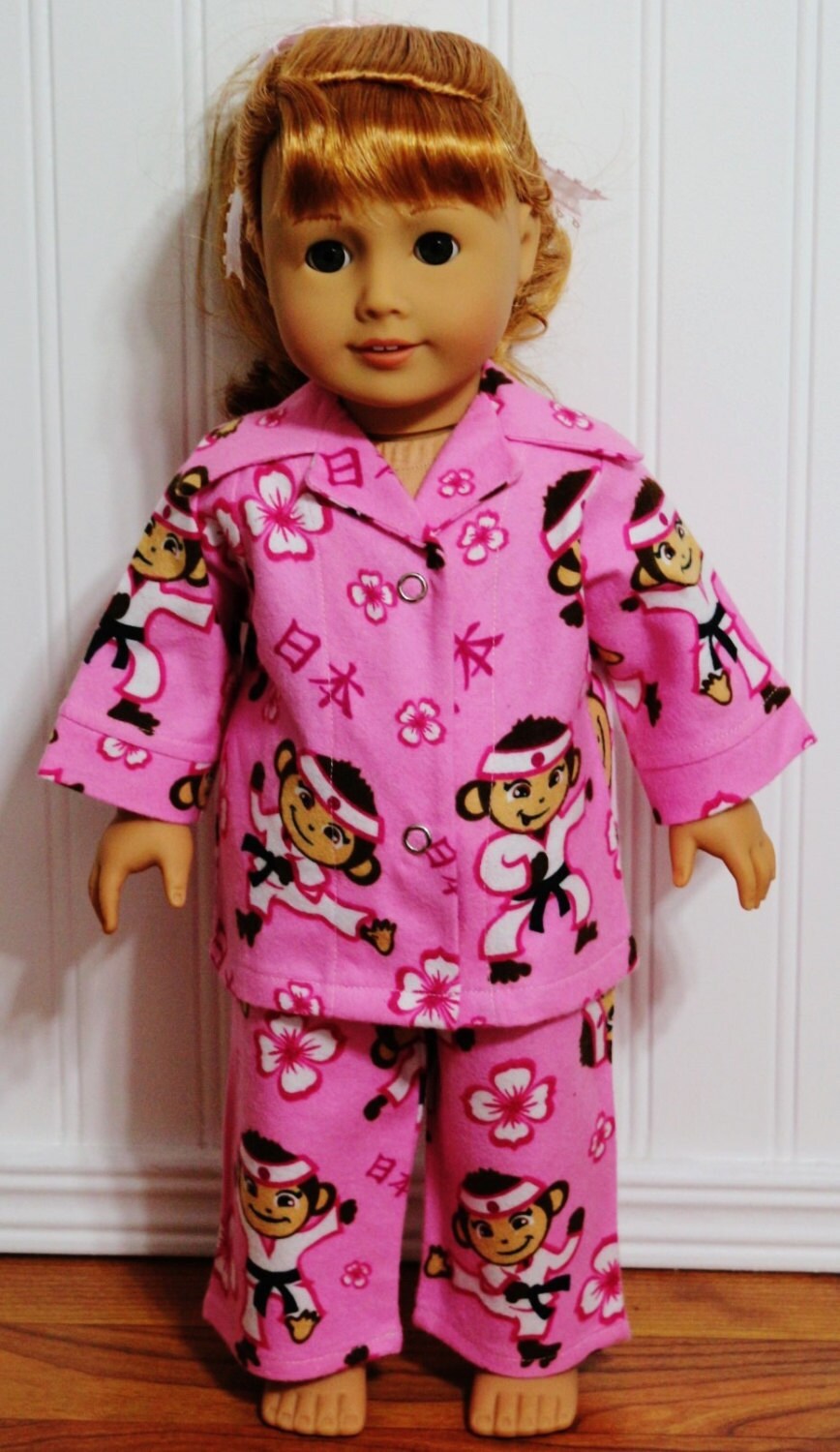KARATE MONKEYS Flannel Pajamas fit 18inch Dolls Proudly Made Etsy