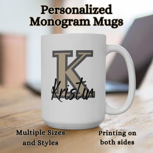 Personalized Monogram Coffee Mug: Custom Initial Name Gift