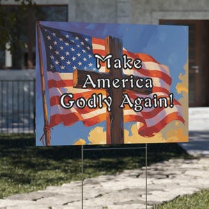 Garden Decor Memorial Day Outdoor Decor Religious Cross Sign Patriotic Yard Sign Art Home &  Independence Flag Pro America President Trump