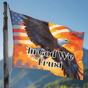 Memorial Banner Patriotic Eagle with Flag USA garden Flag for Veteran Unique gift lawn sign for him Trump yard banner In God we Trust