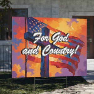Patriotic Yard Sign Outdoor Decor Religious Cross Sign Flag Art Home & Garden Decor Memorial Day Independence Pro America President Trump