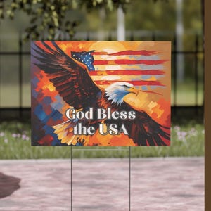 Pro America President Trump Garden Decor Memorial Day Outdoor Decor Religious Cross Sign Patriotic Yard Sign Art Home &  Independence Flag