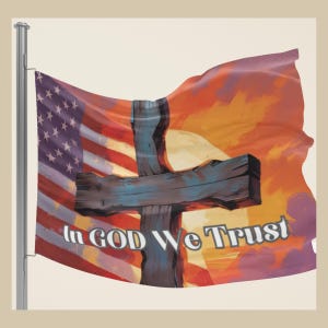 Veteran Memorial Yard Banner Patriotic Flag Cross with Flag gift for unique gift lawn sign for him Trump supporter garden flag Trust in God