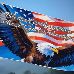 Patriotic Flag Blessed National Eagle gift for Veteran Memorial Yard Banner unique gift lawn sign for him Trump supporter custom garden flag