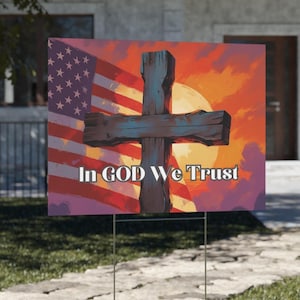 Patriotic Yard Sign Pro America President Trump Garden Decor Memorial Day Outdoor Decor Religious Cross Sign  Art Home &  Independence Flag