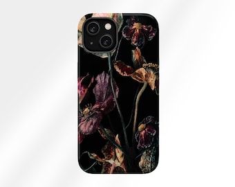 Etui Magsafe na telefon, wzór kwiatowy, czarne etui na telefon, Coquette, vintage, akcesoria do iPhone'a, 17 Pro Max, 16, 15 Plus, 14, 13, 12, 11