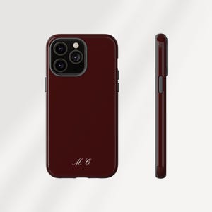 Custom Initials, Burgundy Personalized Tough Case, Initial Phone Case, Basic Phone Case, Minimalist Phone Cover - iPhone, Samsung Galaxy