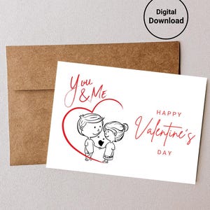 Happy Valentines Day Card - Digital Download-  valentines day card for her - cute valentines cards - couples valentine - valentines day.